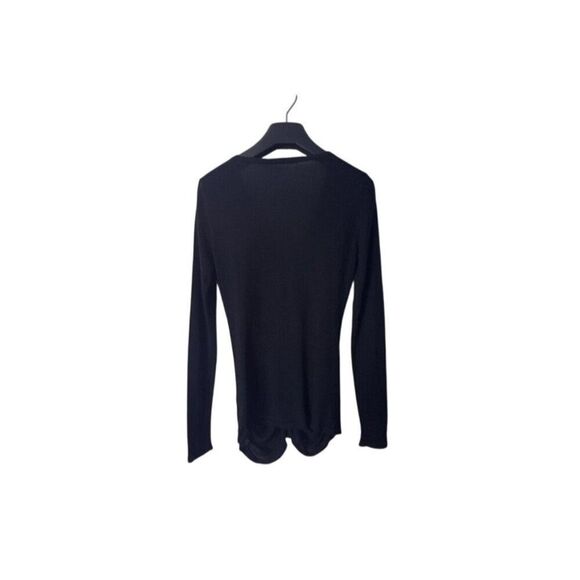 Elie Tahari Black Long Sleeve Button-Up Cardigan With Ruched Detail - Picture 4 of 6
